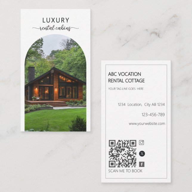 Moderne Arch QR-Code Ferienvermietung Gästehaus Visitenkarte (Vorne/Hinten)