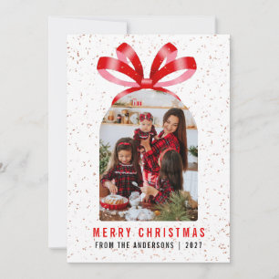 Moderne Arch Rotband Foto Frohe Weihnachten Schlei
