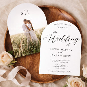 Moderne Architektur-Foto-Hochzeitseinladungsvorlag Einladung