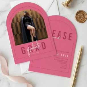 Moderne Architektur Foto Hot Pink Abschlussfeier Einladung