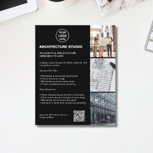 Moderne Architektur Geschäftsfoto Logo QR Schwarz Flyer