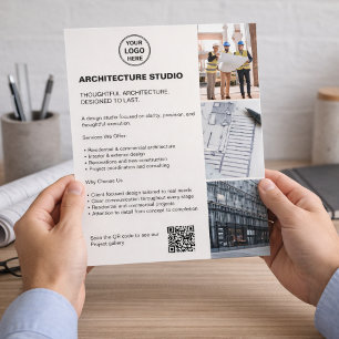 Moderne Architektur Geschäftsfoto Logo QR Weiß Flyer