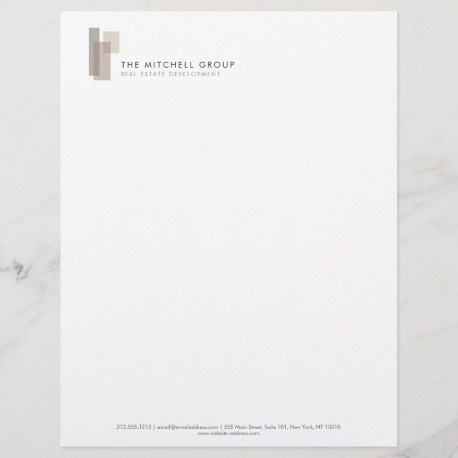 Moderne Architekturblöcke Logo Minimalistisch Briefbogen (Vorderseite)