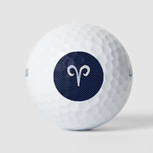 Moderne Aries Zodiac Sign Blue Carbon Fibre Dekor Golfball