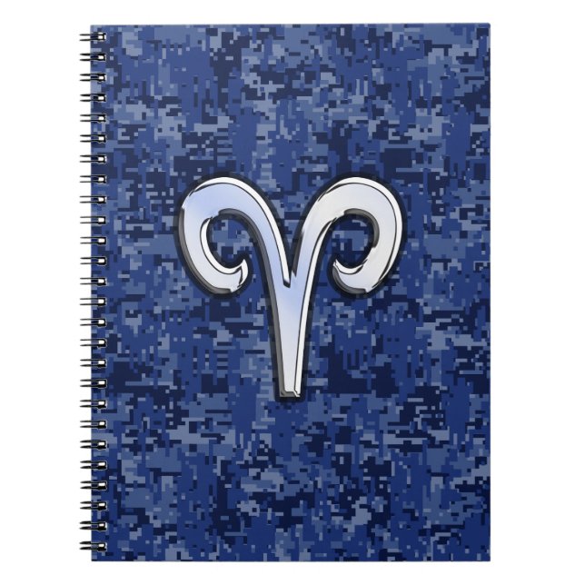 Moderne Aries Zodiac Symbol Navy Blue Digital Camo Notizblock (Vorderseite)