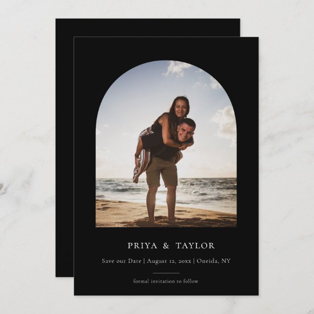 Moderne Arschrahmen Save the Date Fotokarte (Vorne/Hinten)