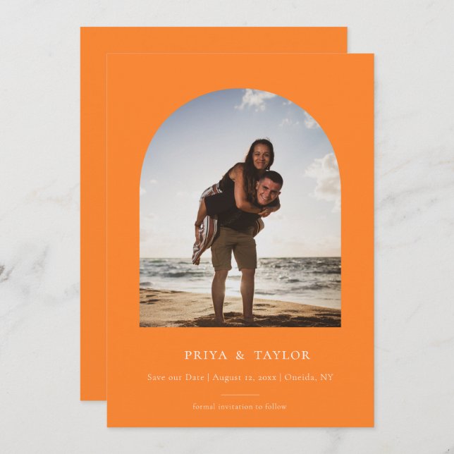 Moderne Arschrahmen Save the Date Fotokarte (Vorne/Hinten)