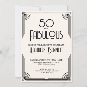 Moderne Art Deco 50 und Fantastische Geburtstagsfe Einladung