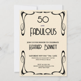 Moderne Art Deco 50 und Fantastischer Geburtstag Einladung