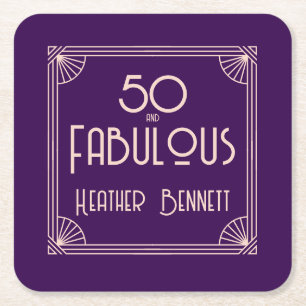 Moderne Art Deco 50 und Fantastischer Geburtstag Rechteckiger Pappuntersetzer