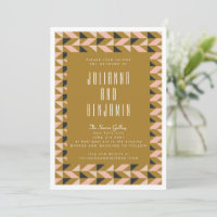 Moderne Art Deco Black Blush Gold Hochzeit