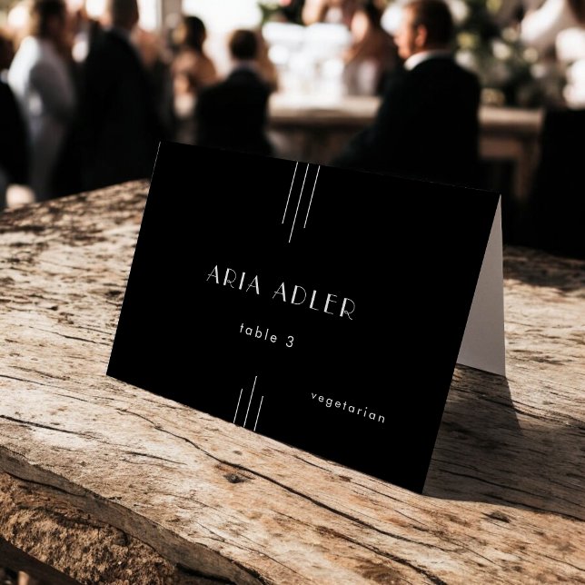 Moderne Art Deco Black Wedding Platzkarten / EVERL Tischnummer (Modern Art Deco Black Wedding Place Cards / AVERY)