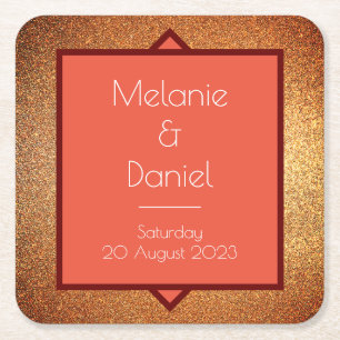 Moderne Art Deco Gatsby Glitzer Wedding Rechteckiger Pappuntersetzer