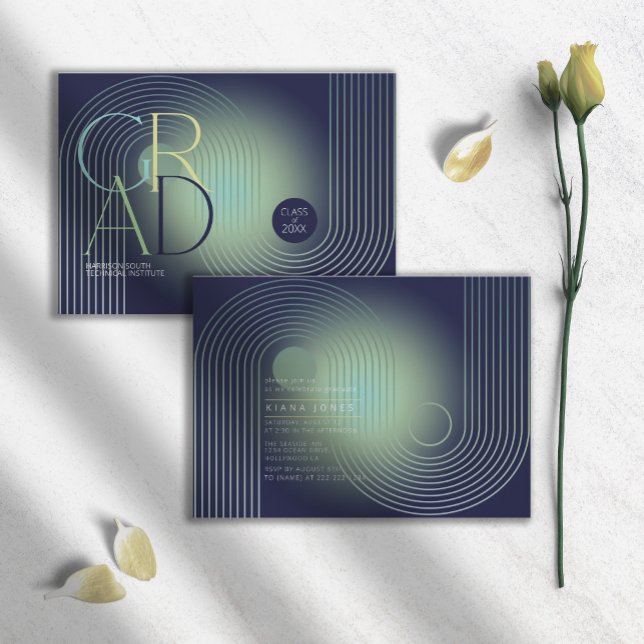 Moderne Art Deco Geometric Abschluss Navy ID906 (Von Creator hochgeladen)