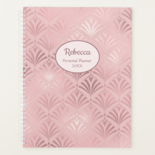 Moderne Art Deco Glamour Rosa Personalisierter Nam Planer