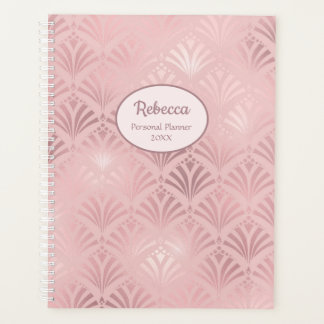 Moderne Art Deco Glamour Rosa Personalisierter Nam Planer