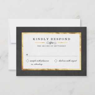 Moderne Art Deco Gold & Black RSVP Karten