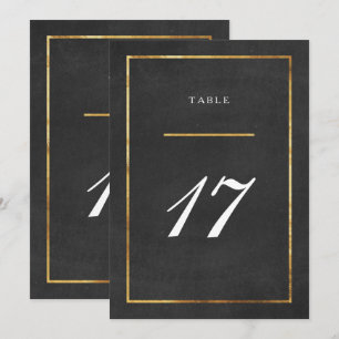 Moderne Art Deco Gold- und Schwarze Tischnummer-Ka Einladung