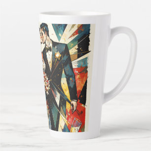 Moderne Art Deco-Hochzeitspaar-Illustration Milchtasse