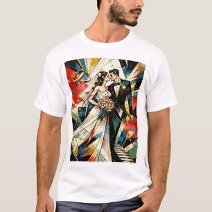 Moderne Art Deco-Hochzeitspaar-Illustration T-Shirt