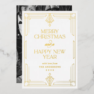 Moderne Art Deco Klassiker Weihnachten Gold Folien Feiertagskarte