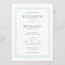 Moderne Art Deco Mint Border White Wedding
