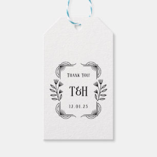 Moderne Art Deco Monogram Geschenktags Botanische Geschenkanhänger