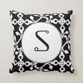 Moderne Art Deco Monogramm Schwarz-Weiß Kissen