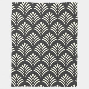 Moderne Art Deco Motiv Muster Schwarz und Weiß Fleecedecke
