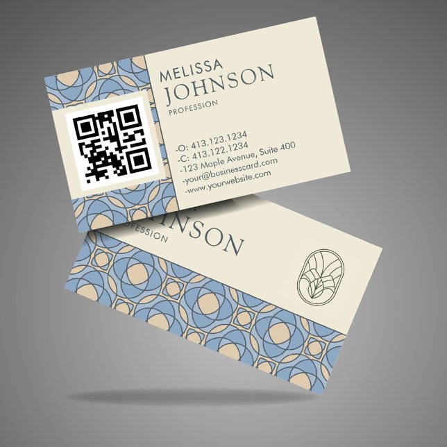 Moderne Art Deco Muster QR Code Visitenkarte (Von Creator hochgeladen)