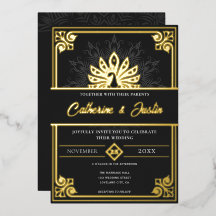 Moderne Art Deco Pfau-Hochzeit Gold