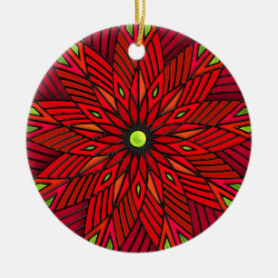 Moderne Art Deco Poinsettia - Runde (Personalisier Keramikornament