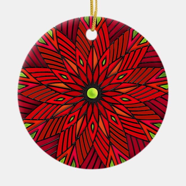 Moderne Art Deco Poinsettia - Runde (Personalisier Keramikornament (Vorne)