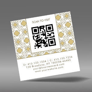 Moderne Art Deco Quadrat QR Code Visitenkarte