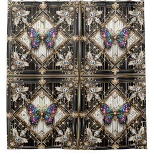 Moderne Art Deco Regenbogen Schmetterling Duschvorhang