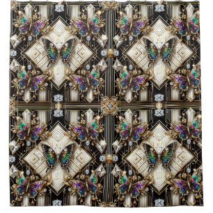 Moderne Art Deco Regenbogen Schmetterling Duschvorhang