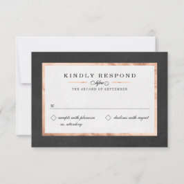 Moderne Art Deco Rose Gold & Black RSVP Cards Karte