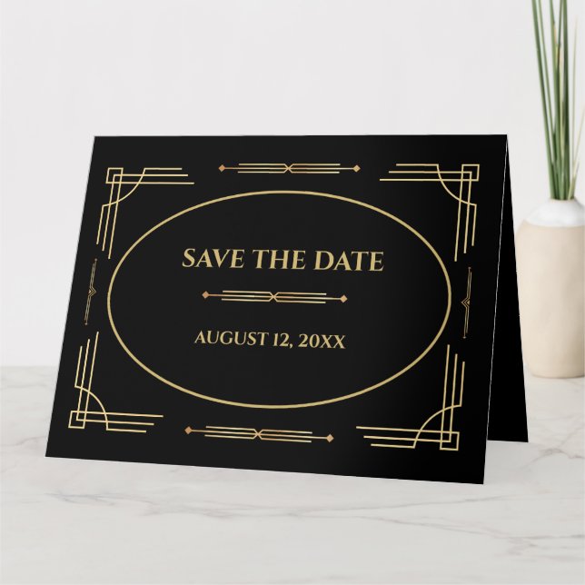 Moderne Art Deco Save the Date Einladung (Vorderseite)