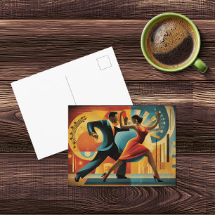 Moderne Art Deco Tangotänzer Postkarte