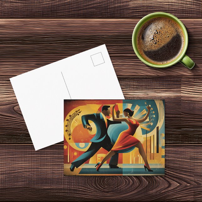Moderne Art Deco Tangotänzer Postkarte (Von Creator hochgeladen)