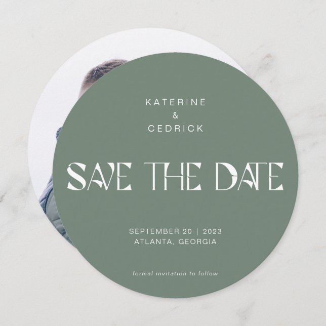 Moderne Art-Deco-Typografie Save The Date (Vorne/Hinten)