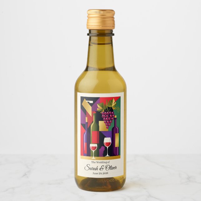 Moderne Art Deco Weinberge Weinetikett (Vorderseite)