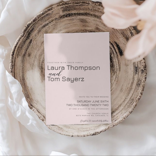 Moderne Art einfache, rosa Mute Hochzeit Einladung (Von Creator hochgeladen)