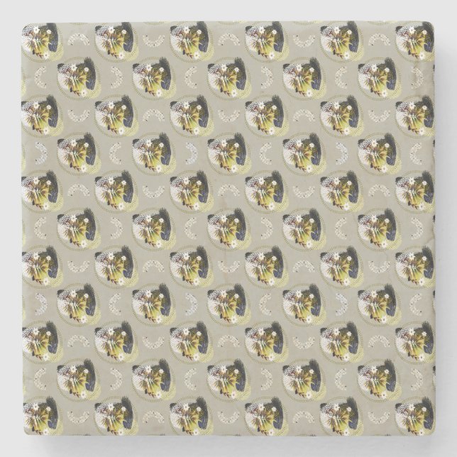 Moderne Art Floral Pattern - Lebhaft und harmonisc Steinuntersetzer (Vorderseite)