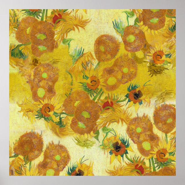 Moderne Art Gelb Orange Sonnenblumen Ölgemälde Poster (Vorne)