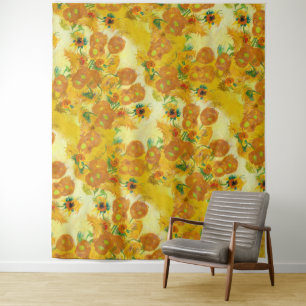 Moderne Art Gelb Orange Sonnenblumen Ölgemälde Wandteppich