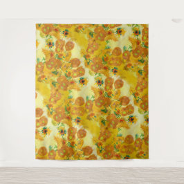 Moderne Art Gelb Orange Sonnenblumen Ölgemälde Wandteppich