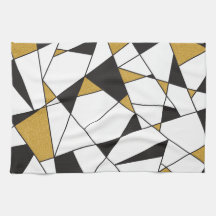 Moderne Art Geometrie - Schwarz-Weiß mit Gold-