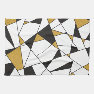 Moderne Art Geometrie - Schwarz-Weiß mit Gold- Geschirrtuch
