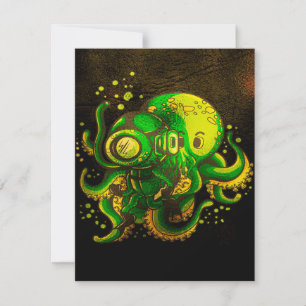 Moderne Art Octopus Mysteriöser Ozean Einladung